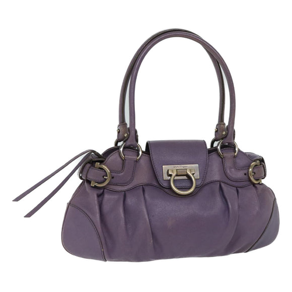 Salvatore Ferragamo Gancini Hand Bag Leather Purple Auth 70676