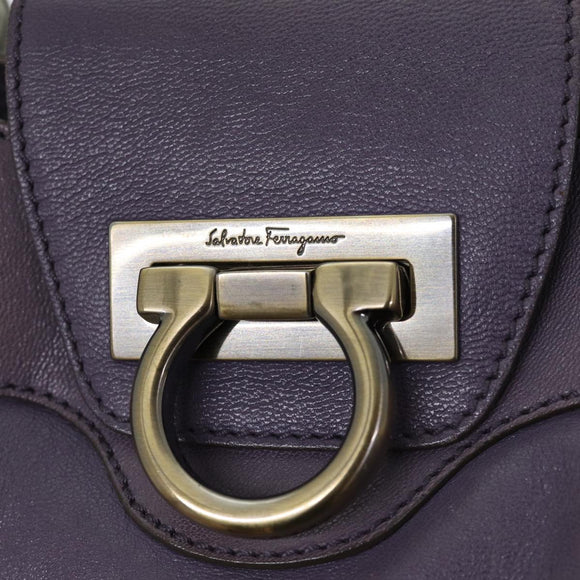 Salvatore Ferragamo Gancini Hand Bag Leather Purple Auth 70676