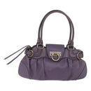 Salvatore Ferragamo Gancini Hand Bag Leather Purple Auth 70676-13
