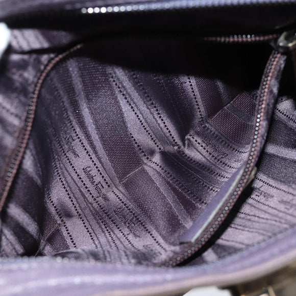 Salvatore Ferragamo Gancini Hand Bag Leather Purple Auth 70676