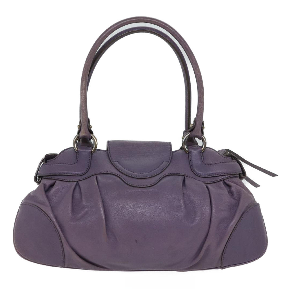 Salvatore Ferragamo Gancini Hand Bag Leather Purple Auth 70676 - 0