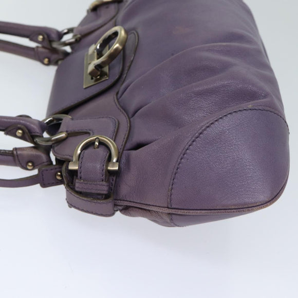 Salvatore Ferragamo Gancini Hand Bag Leather Purple Auth 70676