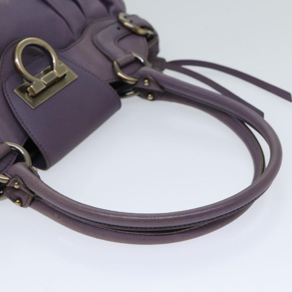 Salvatore Ferragamo Gancini Hand Bag Leather Purple Auth 70676