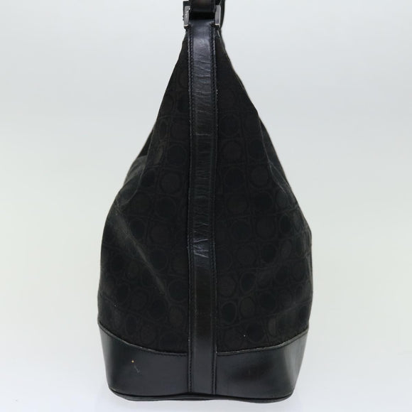 Salvatore Ferragamo Shoulder Bag Canvas Black Auth 70678