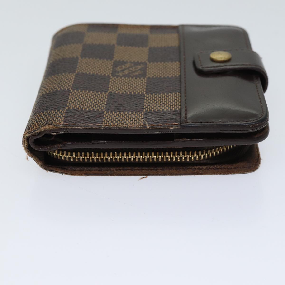 LOUIS VUITTON Damier Ebene Compact Zip Wallet N61668 LV Auth 70692