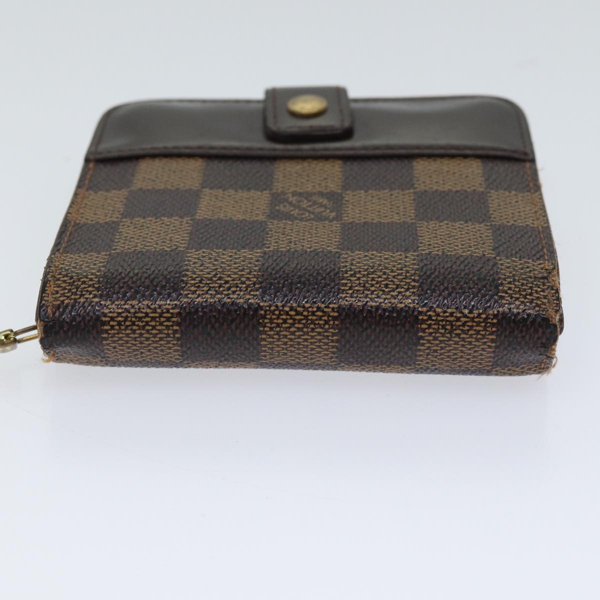 LOUIS VUITTON Damier Ebene Compact Zip Wallet N61668 LV Auth 70692