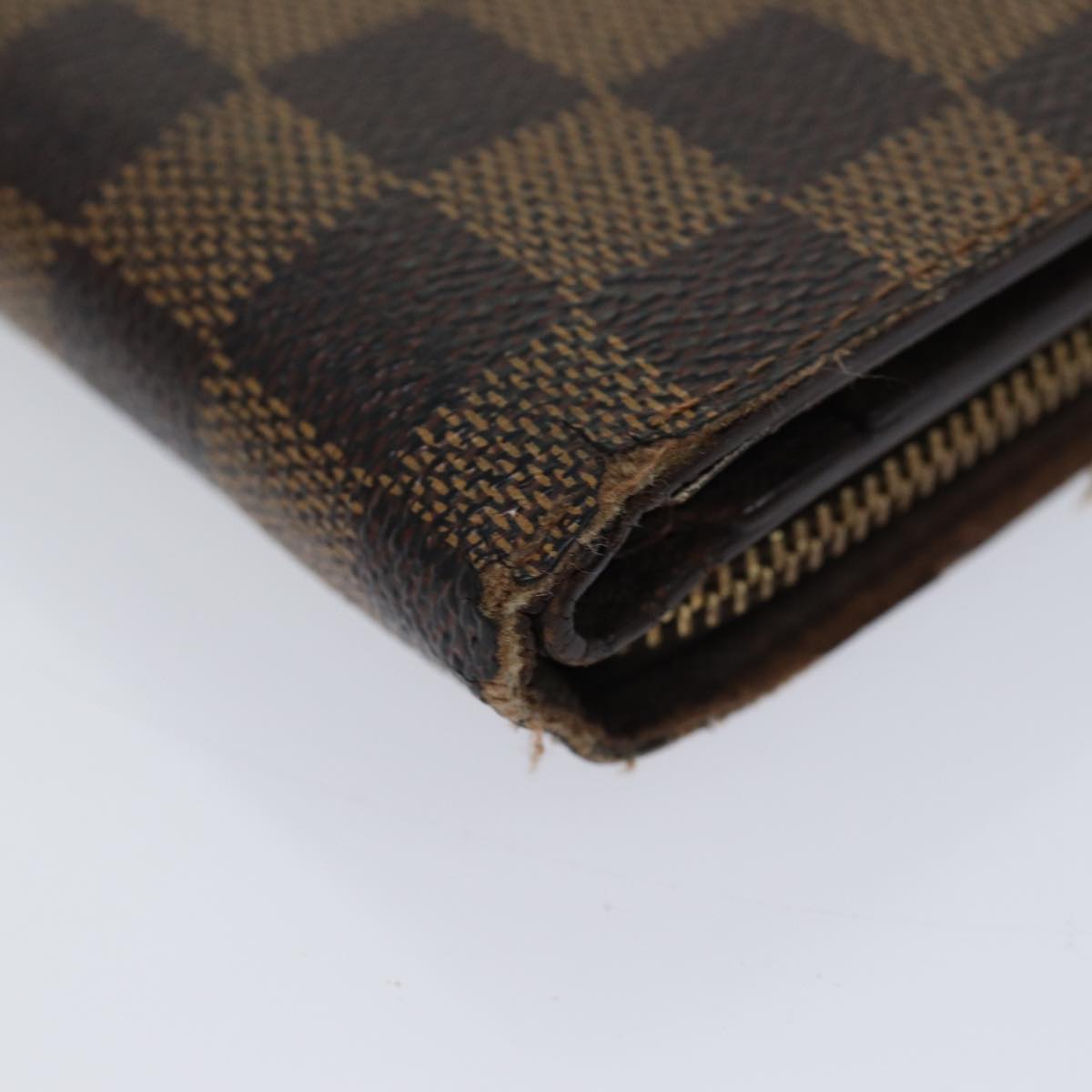 LOUIS VUITTON Damier Ebene Compact Zip Wallet N61668 LV Auth 70692