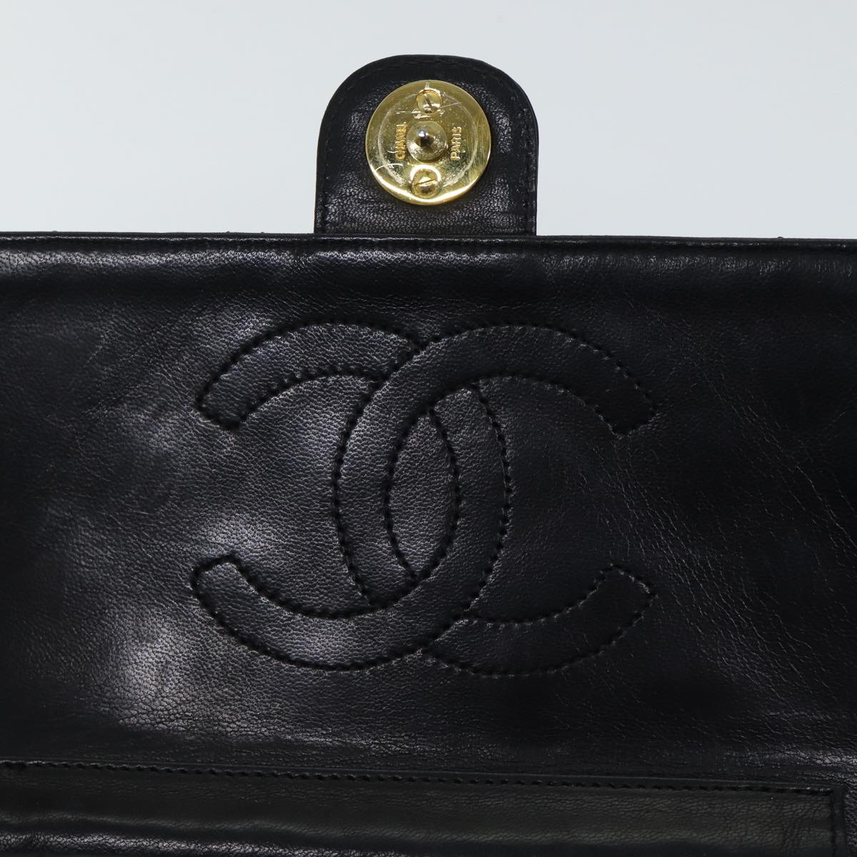 CHANEL Matelasse Chain Shoulder Bag Lamb Skin Black CC Auth 70695