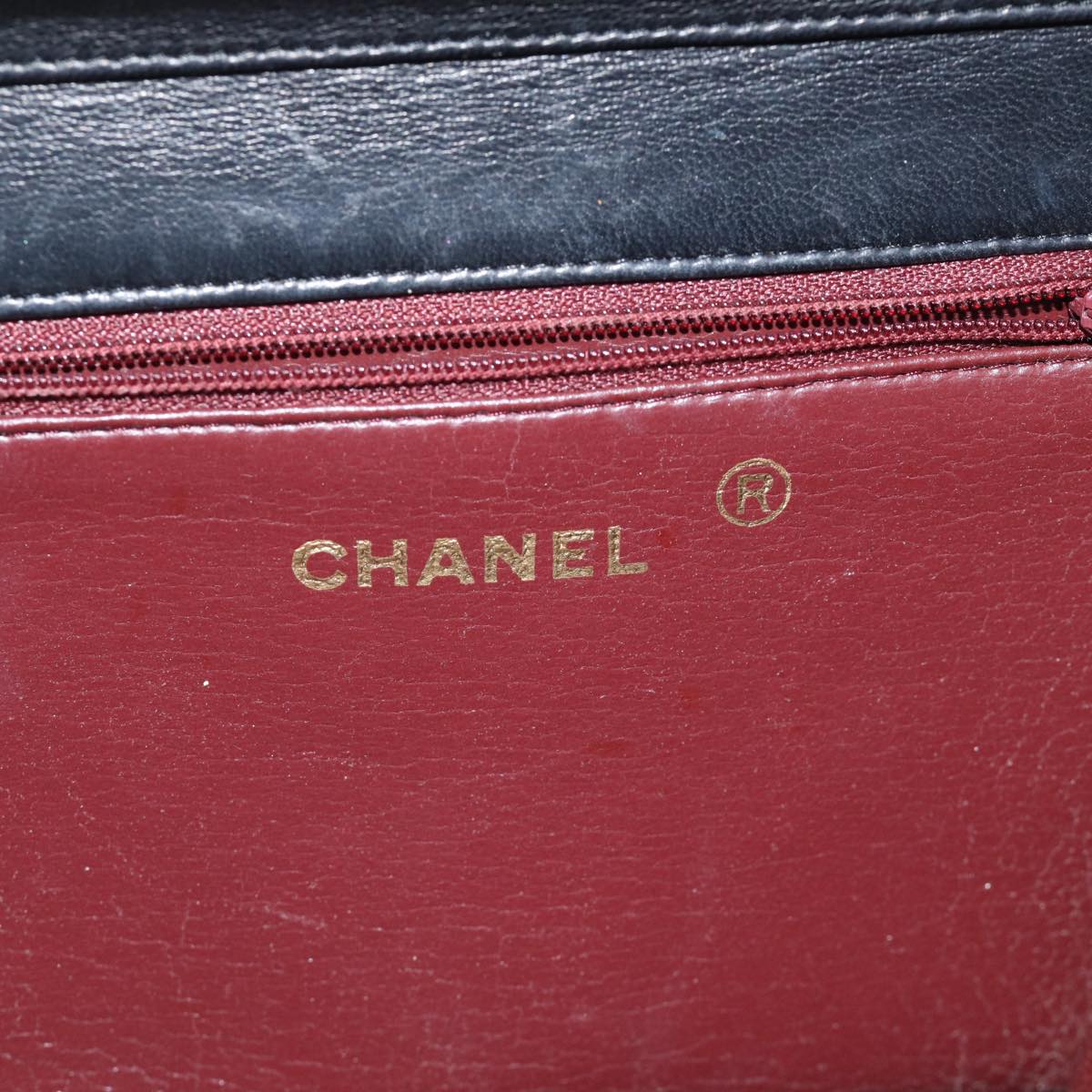 CHANEL Matelasse Chain Shoulder Bag Lamb Skin Black CC Auth 70695