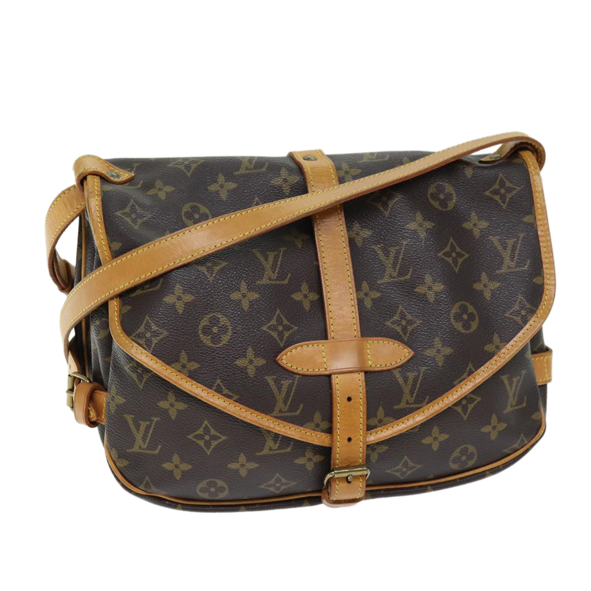 LOUIS VUITTON Monogram Saumur 30 Shoulder Bag M42256 LV Auth 70705