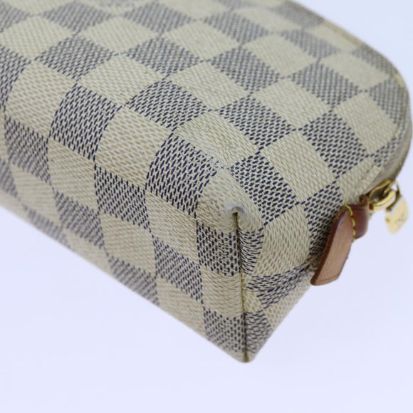 LOUIS VUITTON Damier Azur Pochette Cosmetic PM Pouch N60024 LV Auth 70722