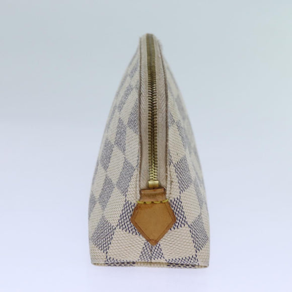 LOUIS VUITTON Damier Azur Pochette Cosmetic PM Pouch N60024 LV Auth 70722