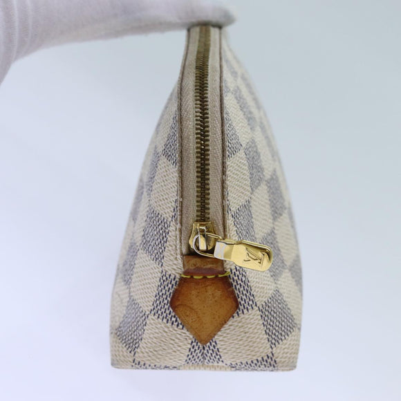 LOUIS VUITTON Damier Azur Pochette Cosmetic PM Pouch N60024 LV Auth 70722
