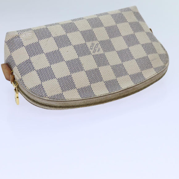 LOUIS VUITTON Damier Azur Pochette Cosmetic PM Pouch N60024 LV Auth 70722