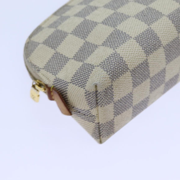 LOUIS VUITTON Damier Azur Pochette Cosmetic PM Pouch N60024 LV Auth 70722