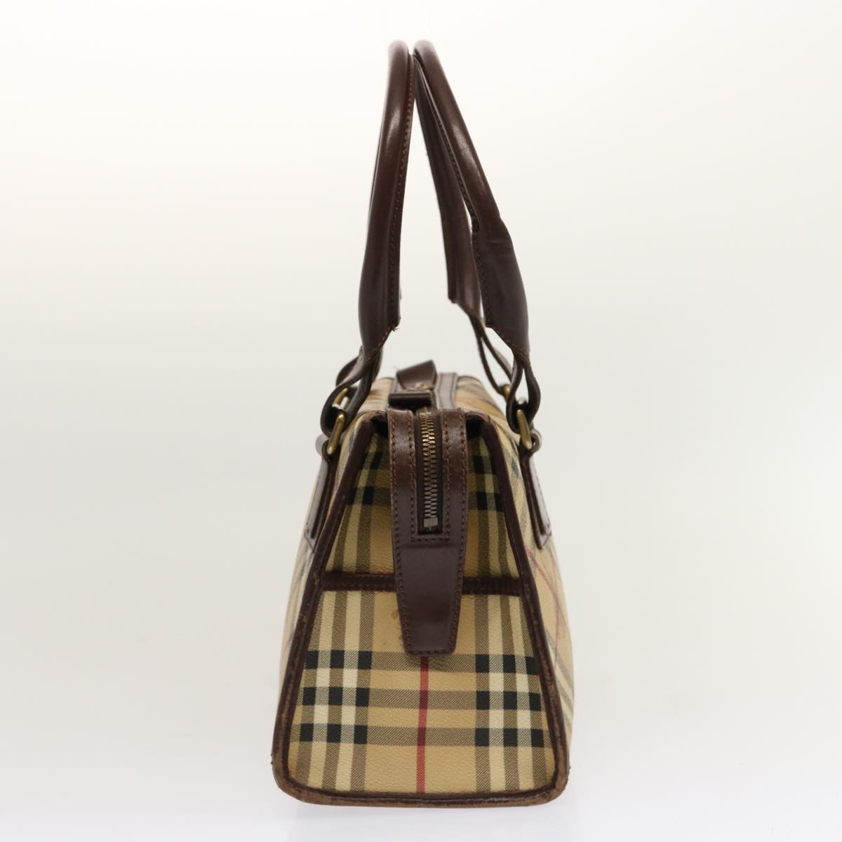 BURBERRY Nova Check Hand Bag PVC Beige Auth 70753