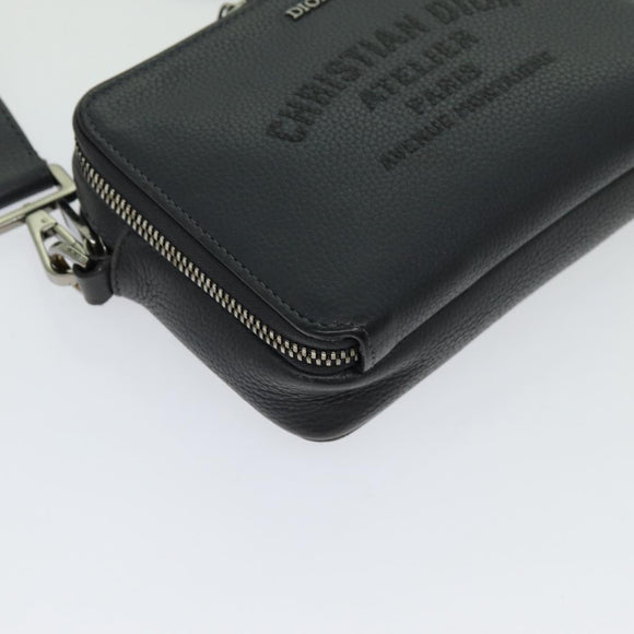 Christian Dior Shoulder Bag Leather Gray Auth 70772M
