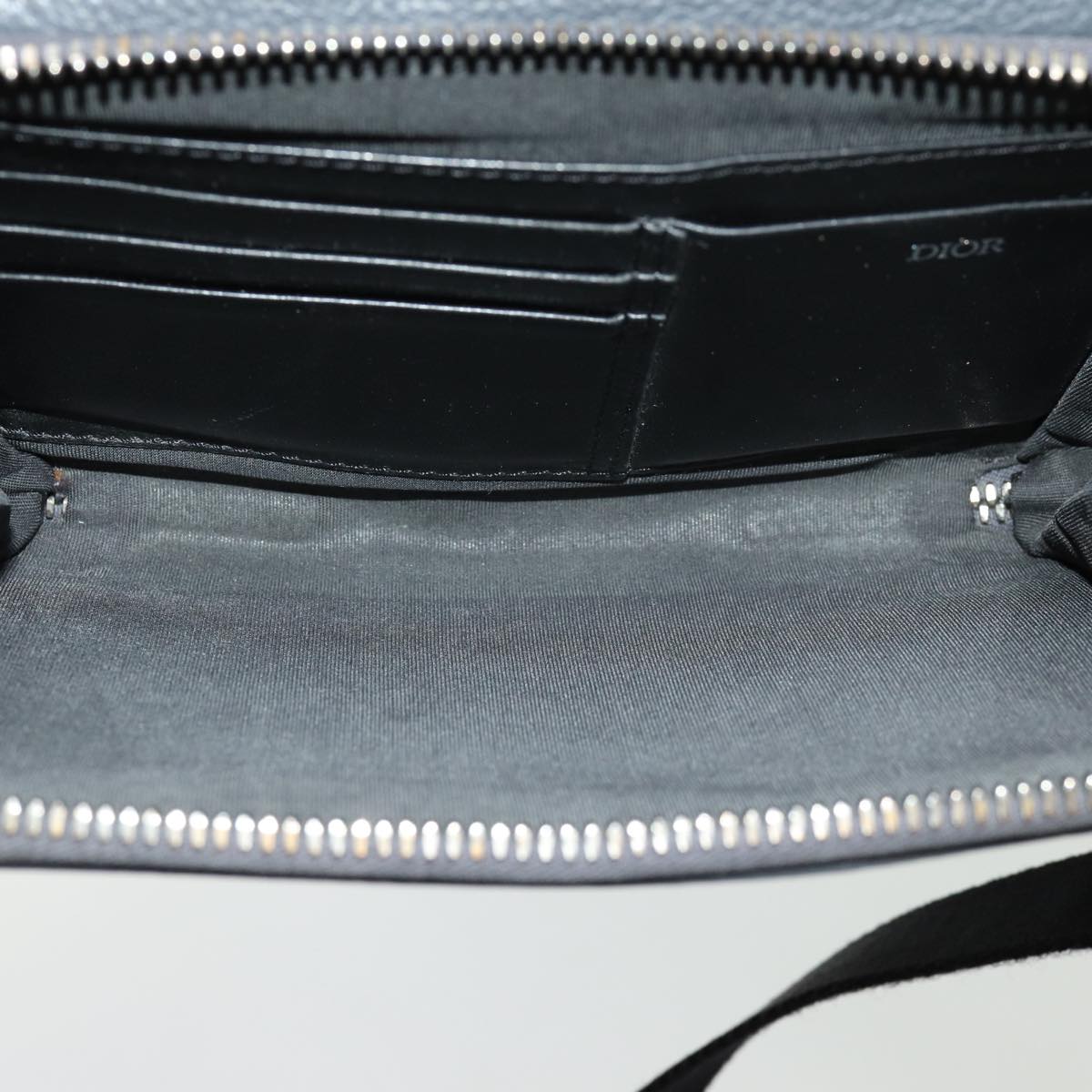 Christian Dior Shoulder Bag Leather Gray Auth 70772A