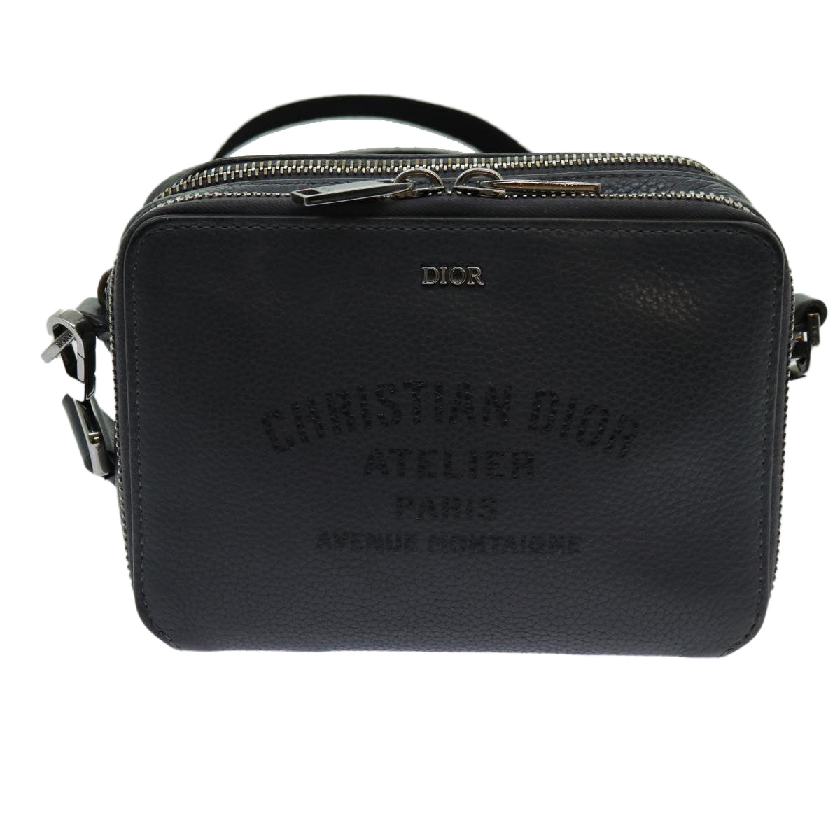 Christian Dior Shoulder Bag Leather Gray Auth 70772A