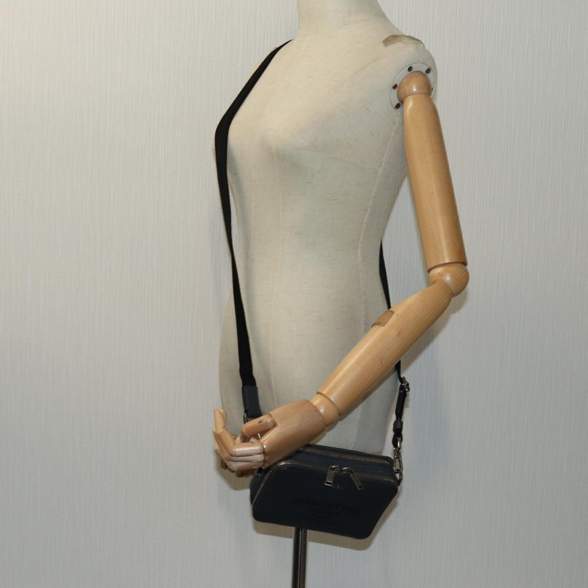 Christian Dior Shoulder Bag Leather Gray Auth 70772A