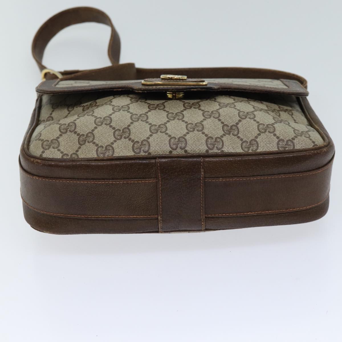 GUCCI GG Supreme Shoulder Bag PVC Beige Auth 70775