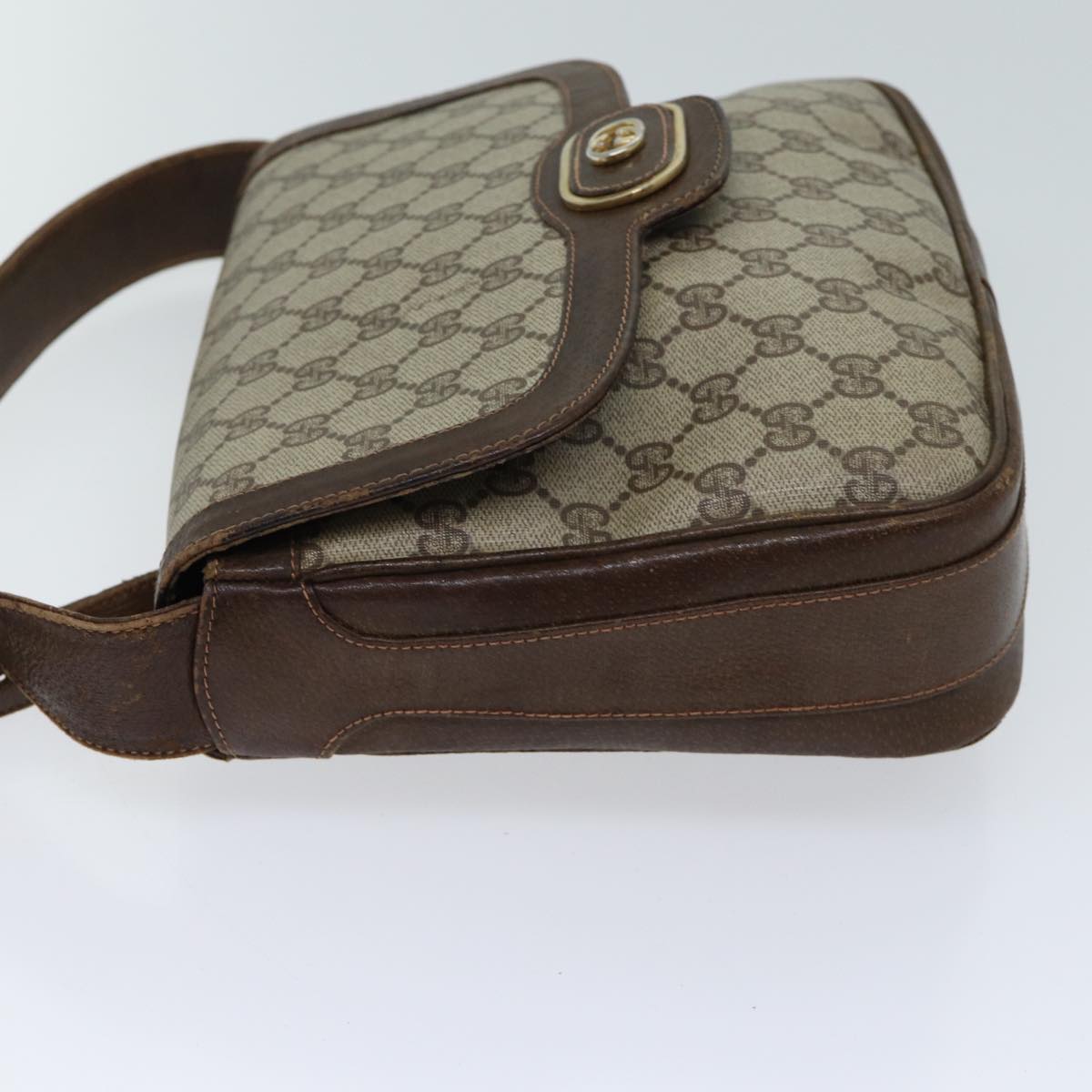 GUCCI GG Supreme Shoulder Bag PVC Beige Auth 70775