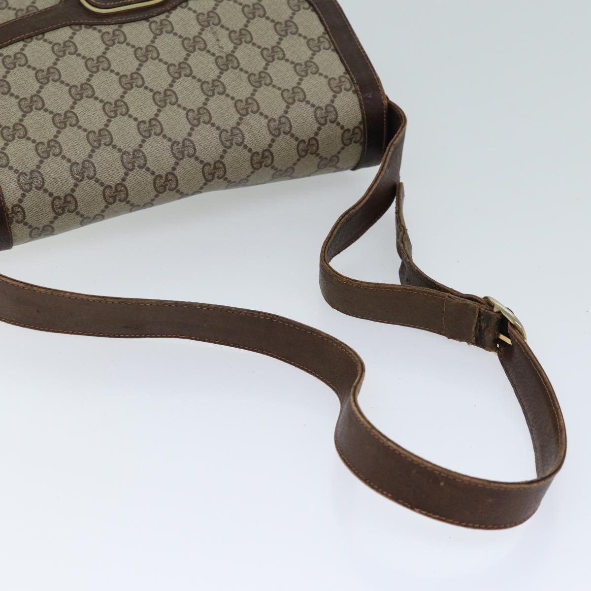 GUCCI GG Supreme Shoulder Bag PVC Beige Auth 70775