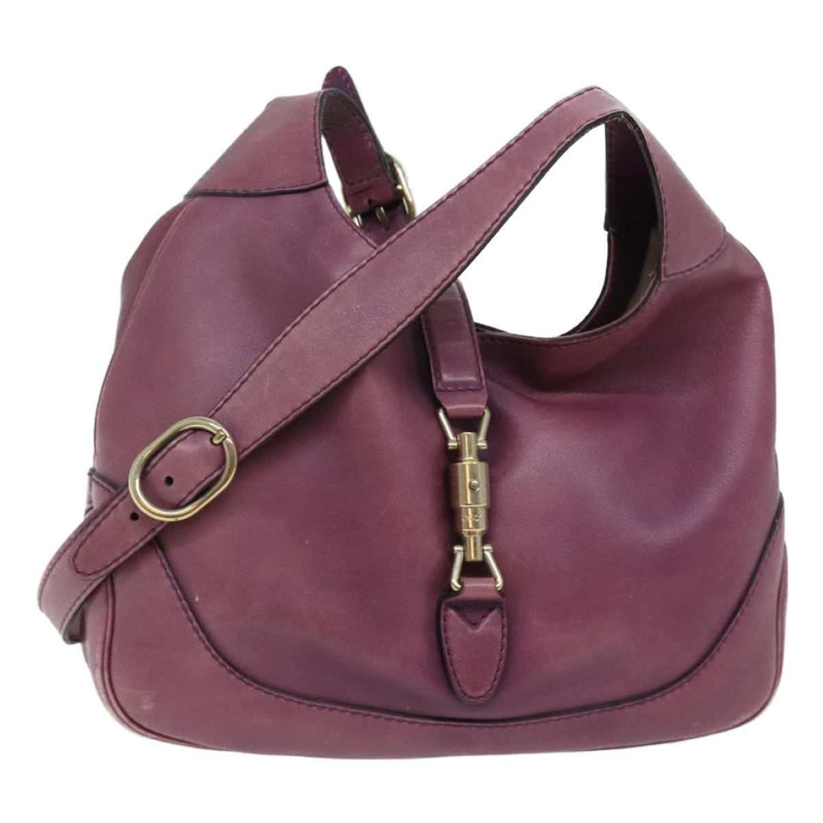 GUCCI Jackie Shoulder Bag Leather Purple 277520 Auth 70782