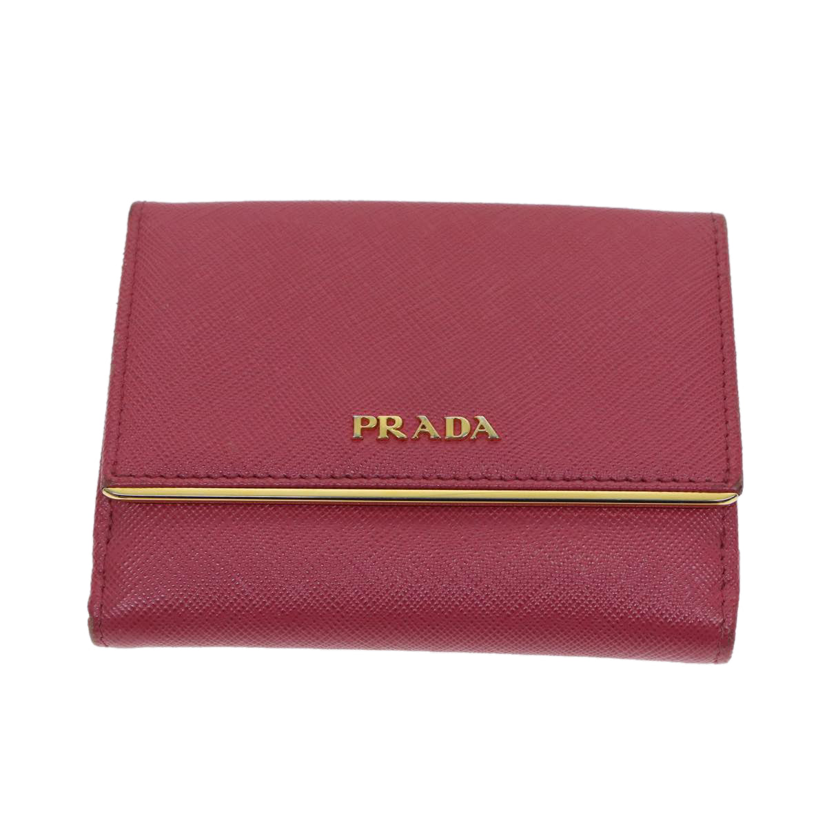 PRADA Wallet Safiano leather Pink Auth 70786