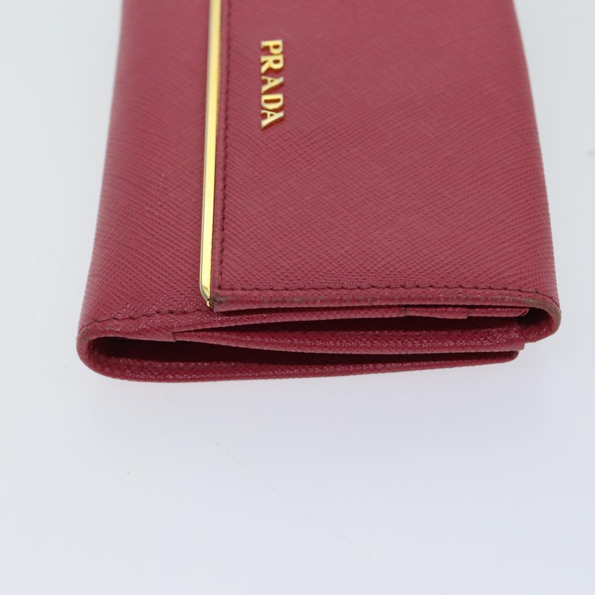 PRADA Wallet Safiano leather Pink Auth 70786