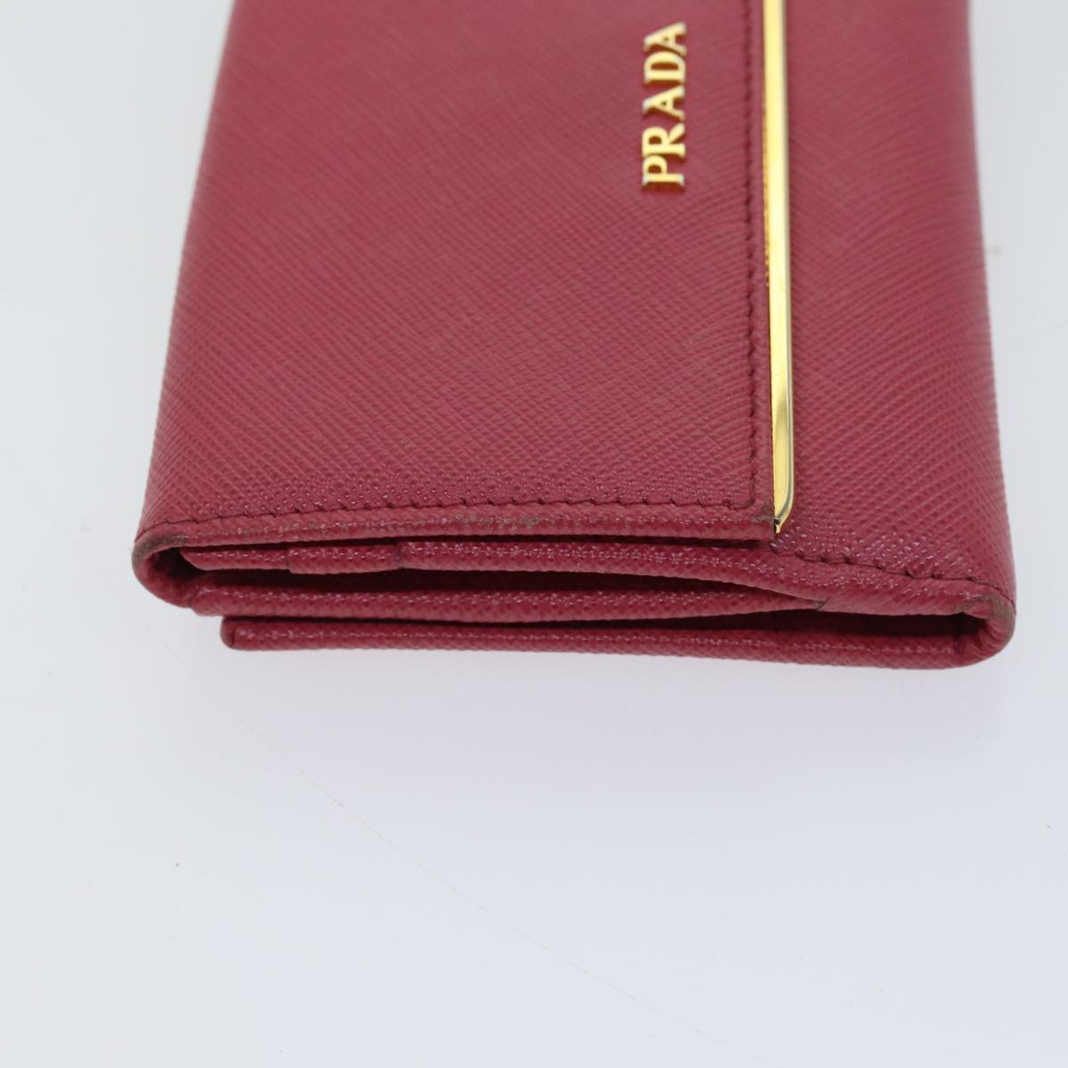 PRADA Wallet Safiano leather Pink Auth 70786