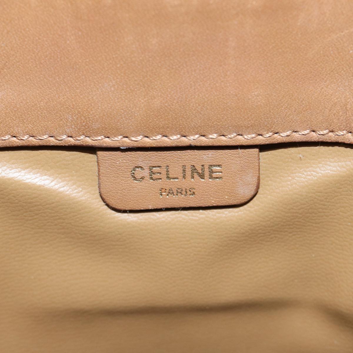 CELINE Macadam Canvas Clutch Bag Beige Auth 70798