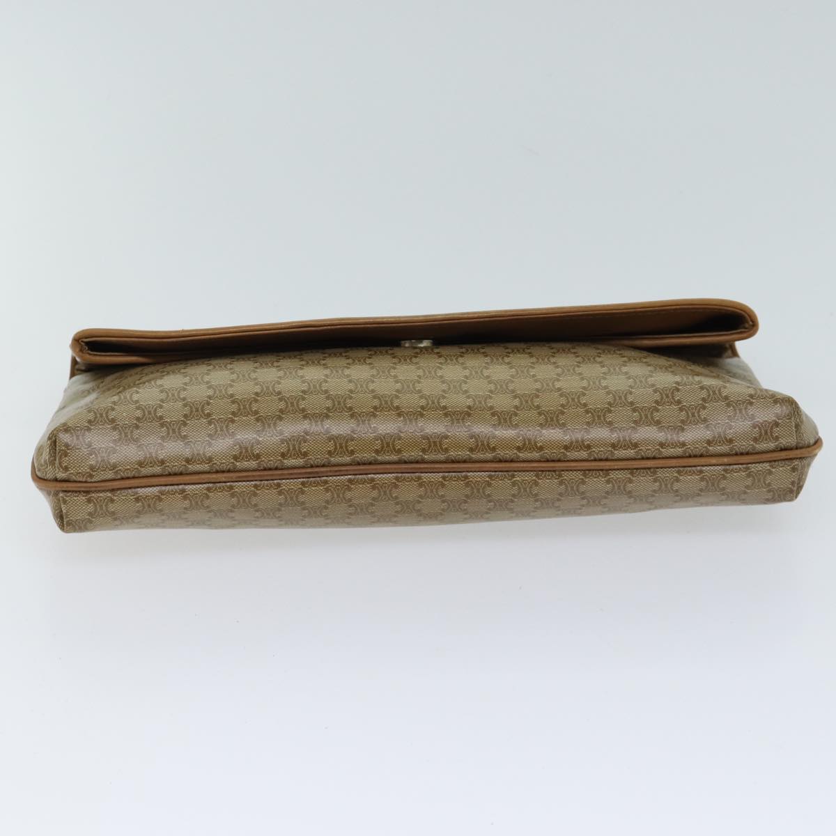 CELINE Macadam Canvas Clutch Bag Beige Auth 70798