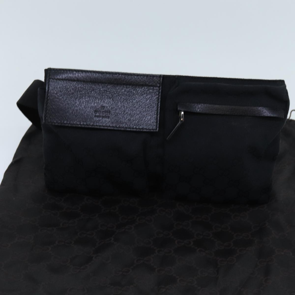 GUCCI GG Canvas Waist bag Black 28566 Auth 70800