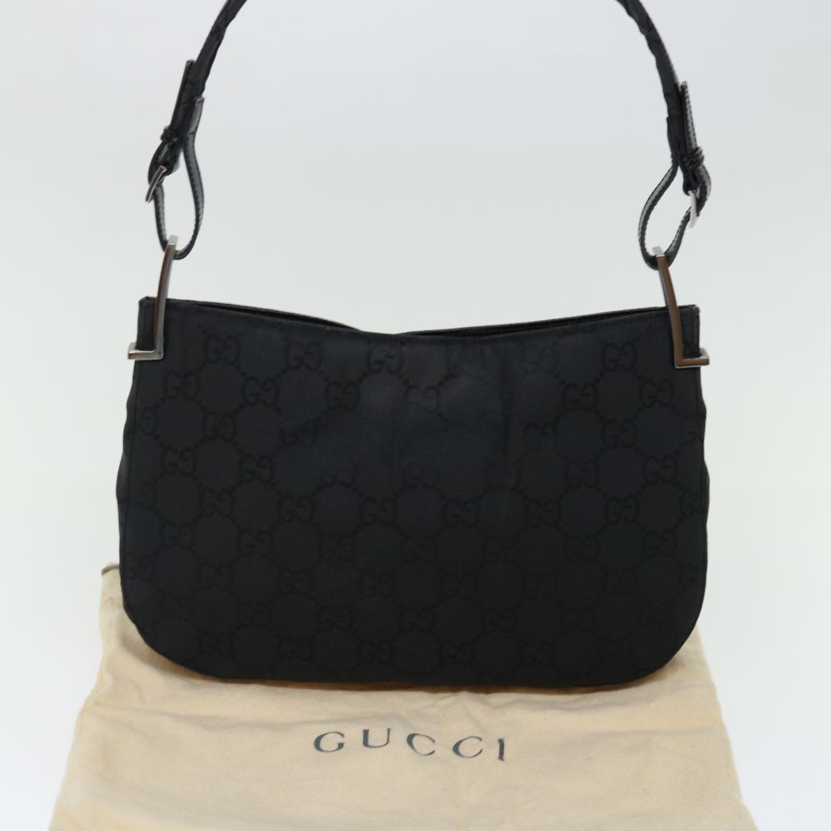 GUCCI GG Canvas Shoulder Bag Black 001 3193 Auth 70801