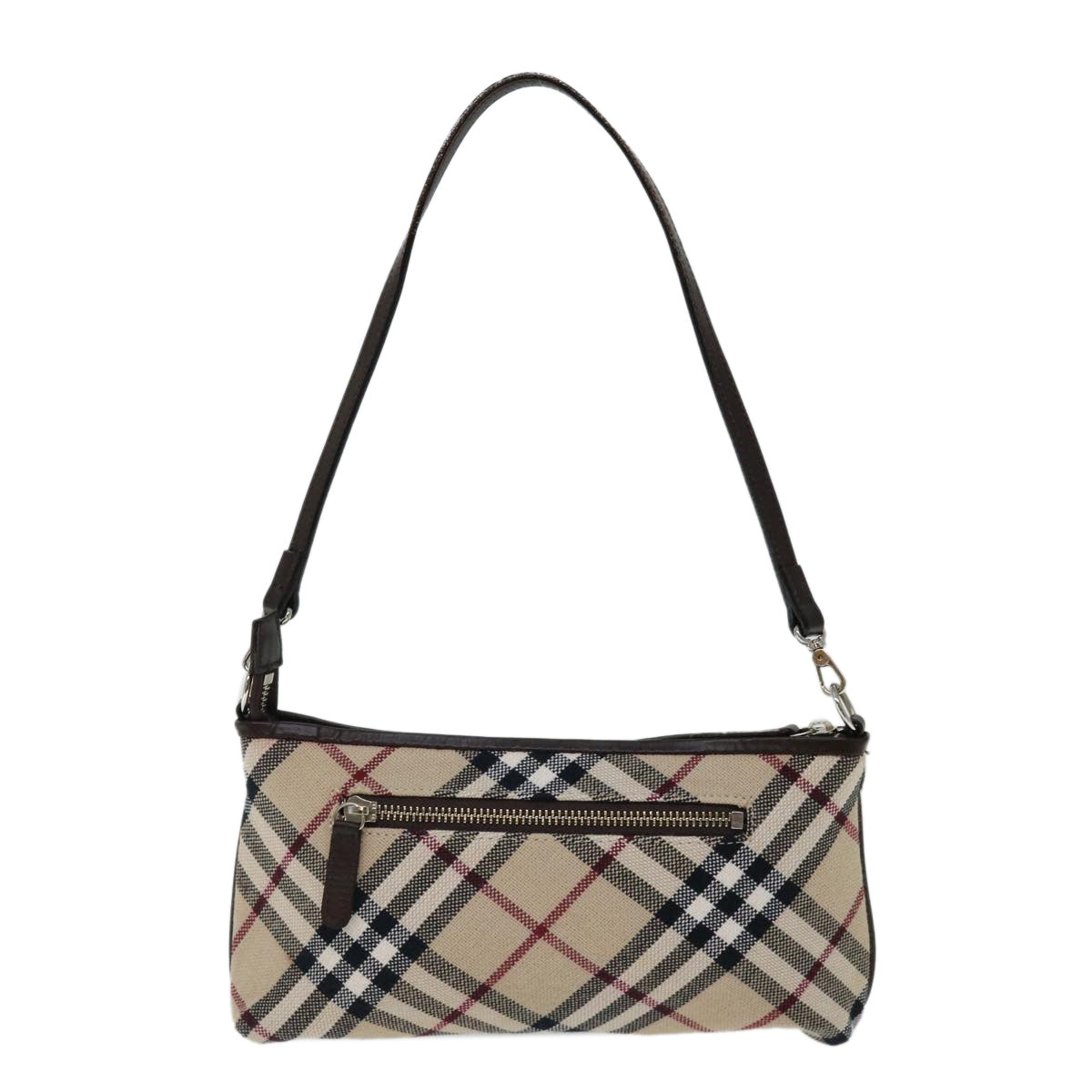 BURBERRY Nova Check Blue Label Shoulder Pouch Canvas Beige Auth 70804