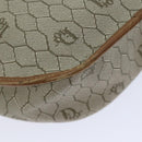 Christian Dior Honeycomb Canvas Shoulder Bag PVC Leather Beige Auth 70811-9