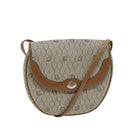 Christian Dior Honeycomb Canvas Shoulder Bag PVC Leather Beige Auth 70811-1