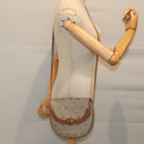 Christian Dior Honeycomb Canvas Shoulder Bag PVC Leather Beige Auth 70811-21