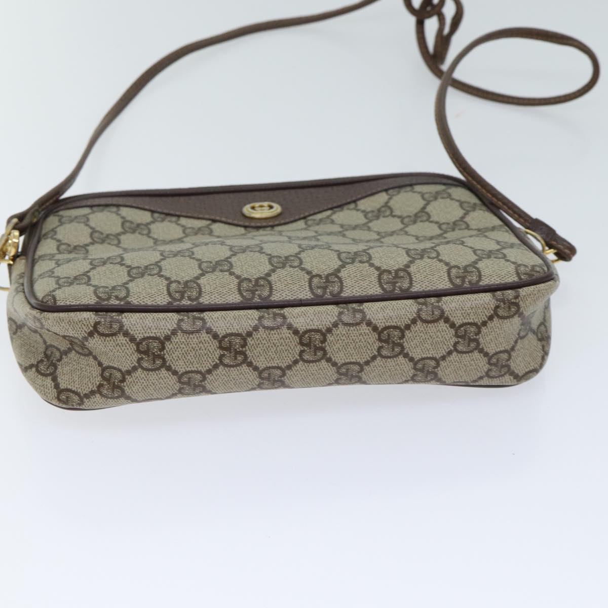 GUCCI GG Supreme Shoulder Bag PVC Beige 97 02 068 Auth 70812