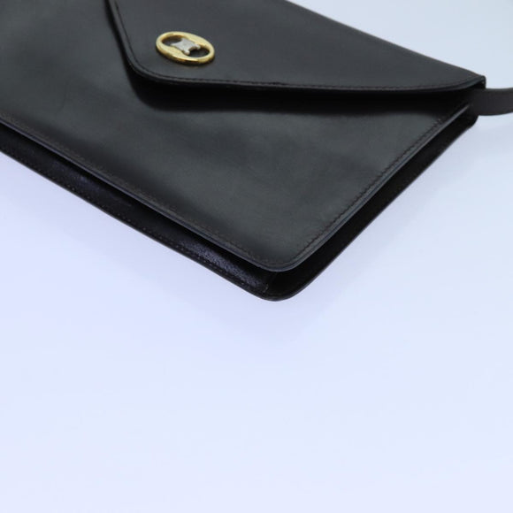 CELINE Shoulder Bag Leather Dark Brown Auth 70813