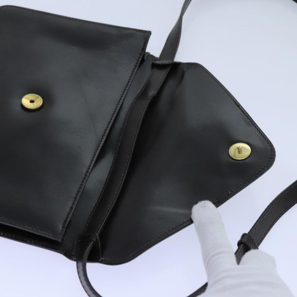 CELINE Shoulder Bag Leather Dark Brown Auth 70813