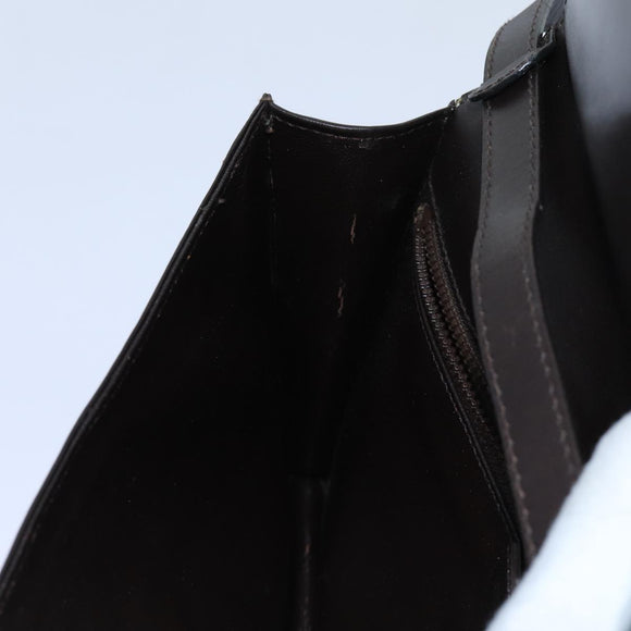 CELINE Shoulder Bag Leather Dark Brown Auth 70813