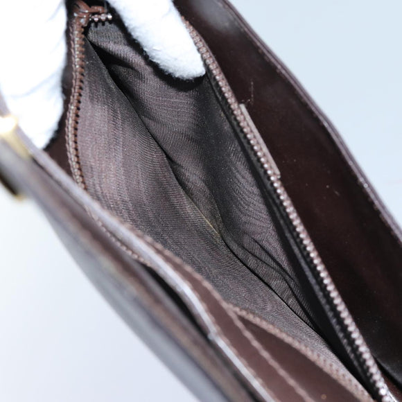 CELINE Shoulder Bag Leather Dark Brown Auth 70813