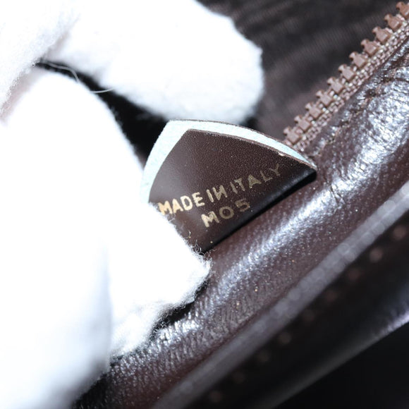 CELINE Shoulder Bag Leather Dark Brown Auth 70813