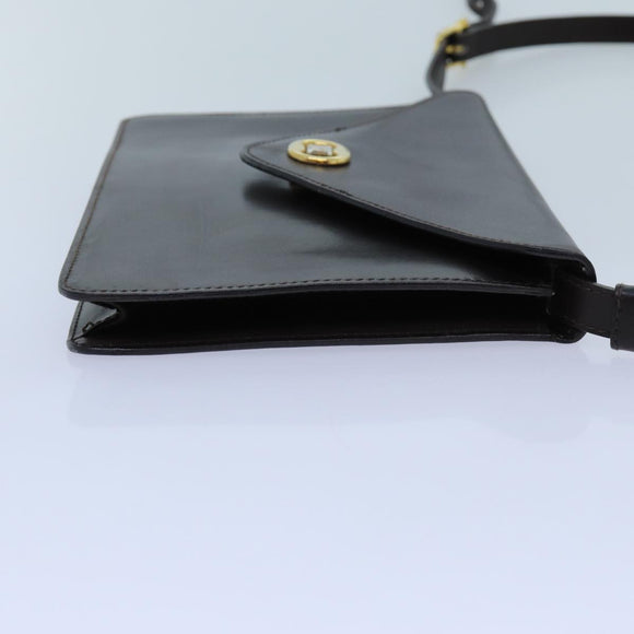 CELINE Shoulder Bag Leather Dark Brown Auth 70813