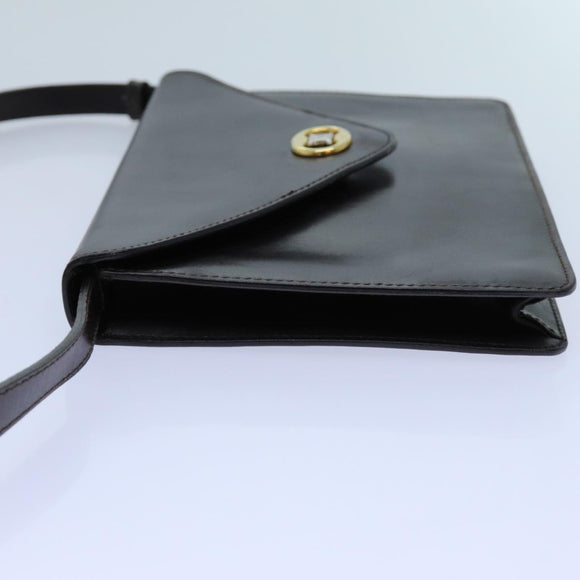 CELINE Shoulder Bag Leather Dark Brown Auth 70813