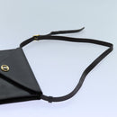 CELINE Shoulder Bag Leather Dark Brown Auth 70813-14