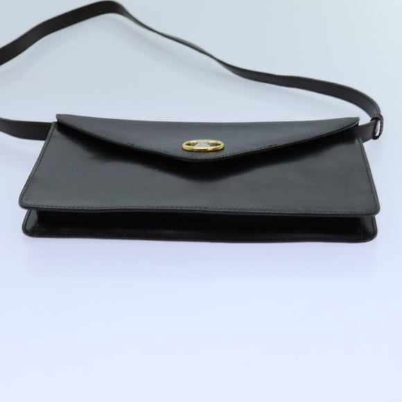 CELINE Shoulder Bag Leather Dark Brown Auth 70813