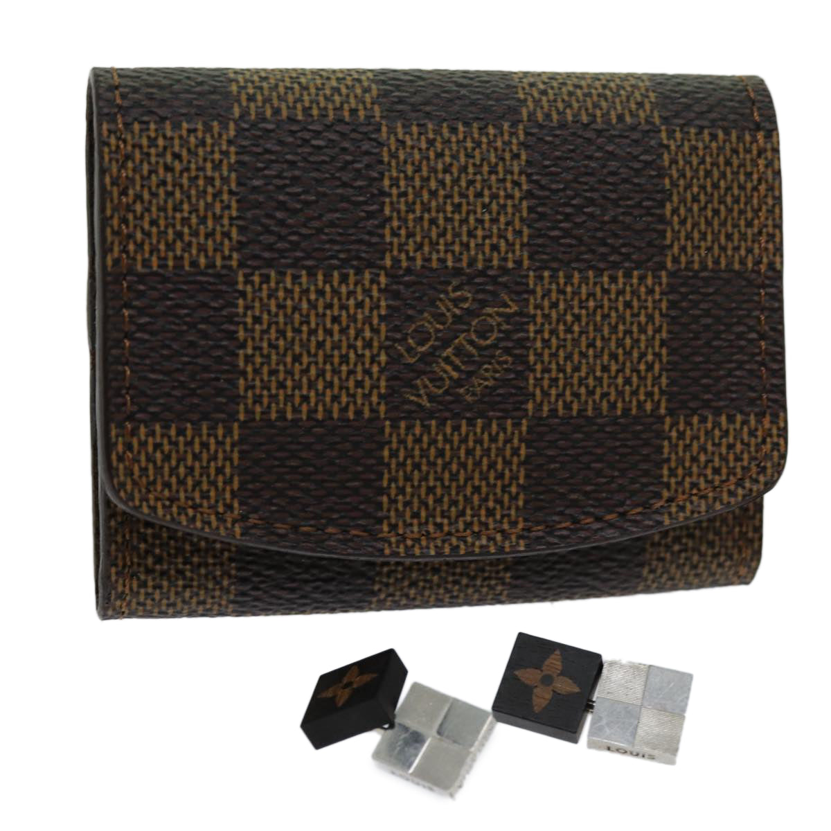 LOUIS VUITTON Damier Ebene Cuff Case Cuffs M30964 LV Auth 70816